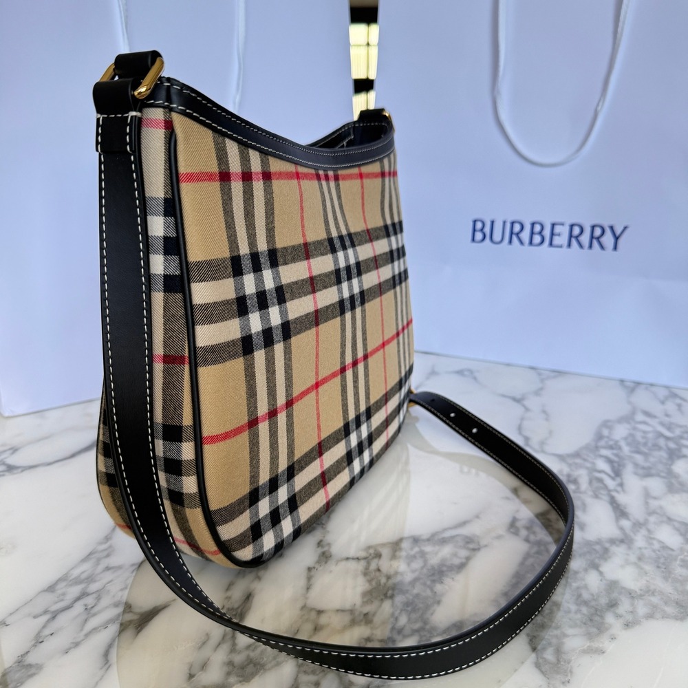 Burberry Small Vintage Check Hobo Shoulder Bag Archive Beige 8111415 - Picture 7 of 16